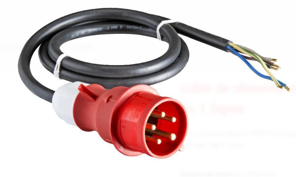 Cable de alimentación 400V enchufe 5 polos CEE